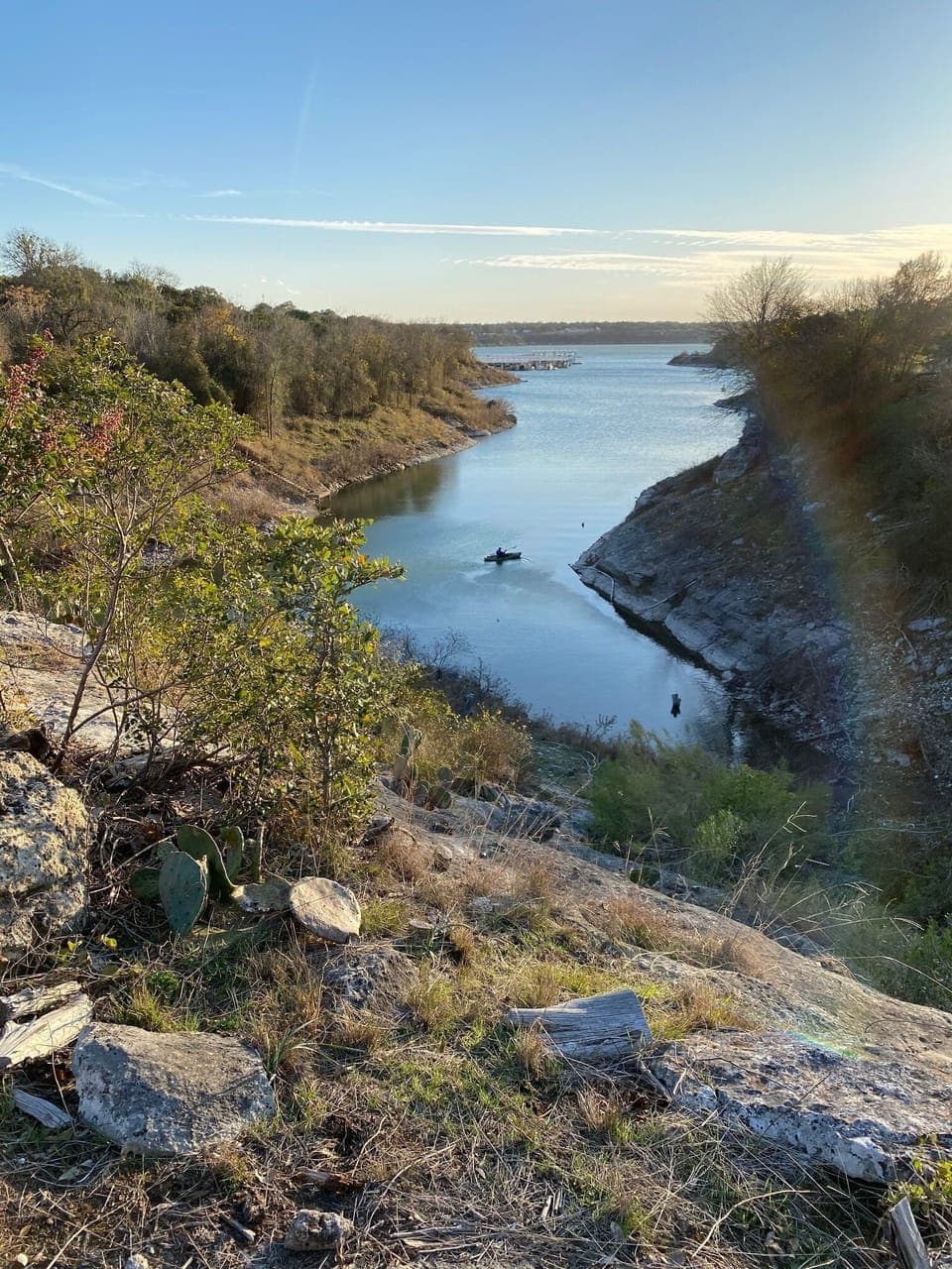 Lake view and lake access!  That's one of our kayaks out there.