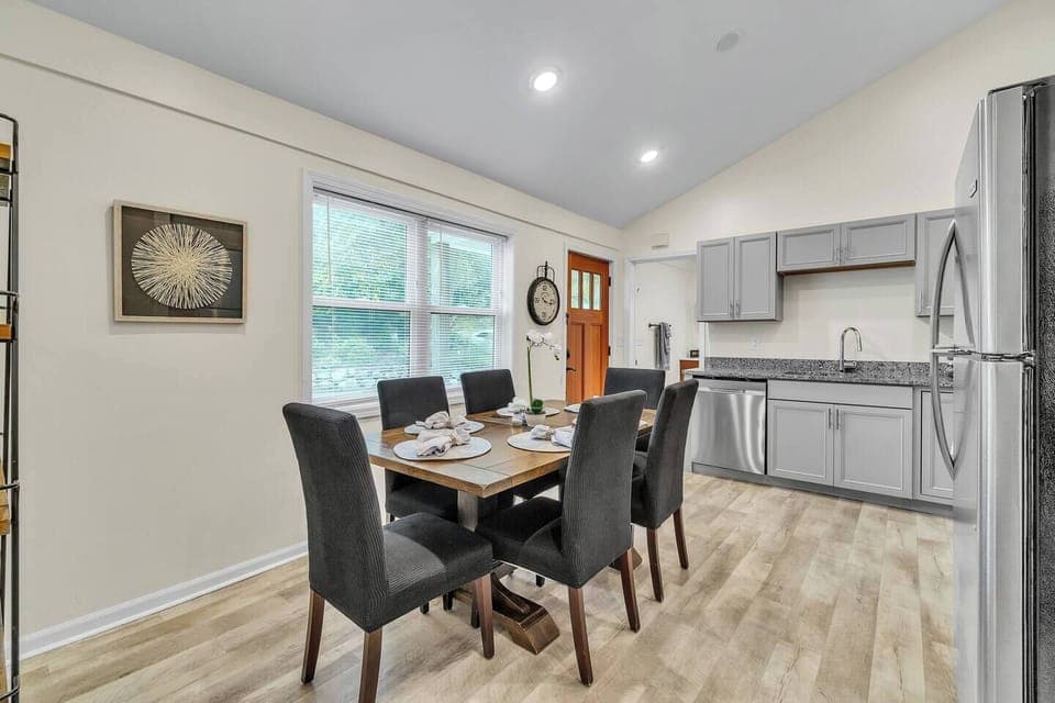 Sit down by the window and savor a delicious homemade meal.