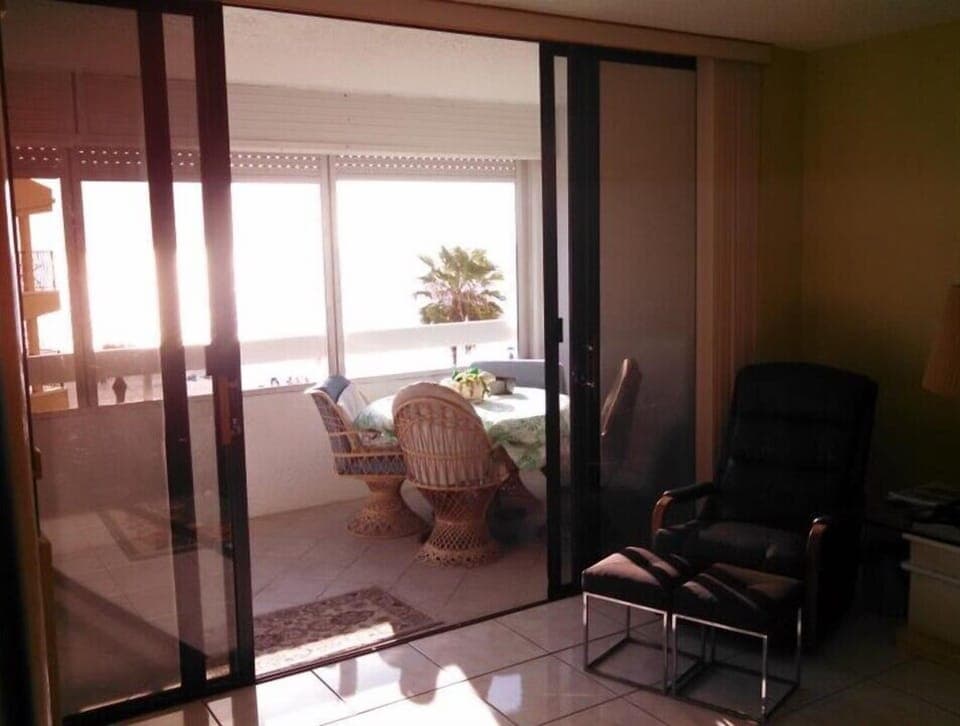 View of balcony from the living room.