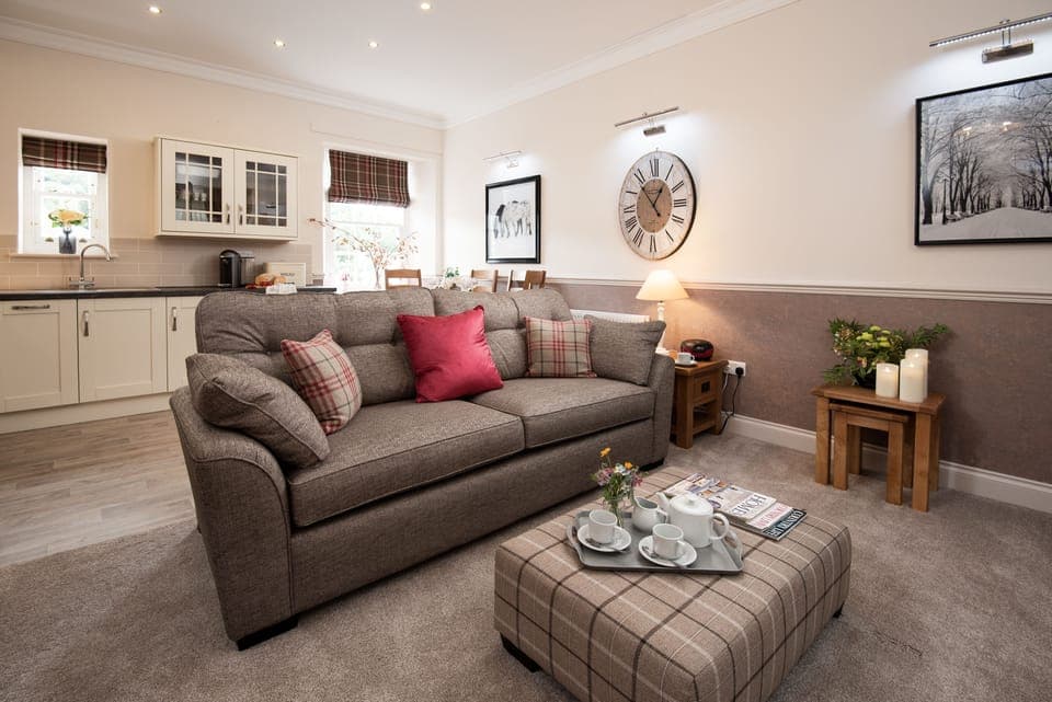School View - open-plan living area leading into the kitchen