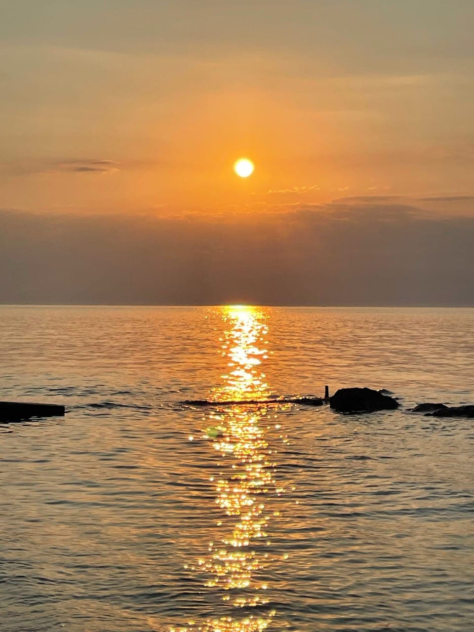 Beautiful sunset on Lake Erie, view from beach. What a way to end the day!