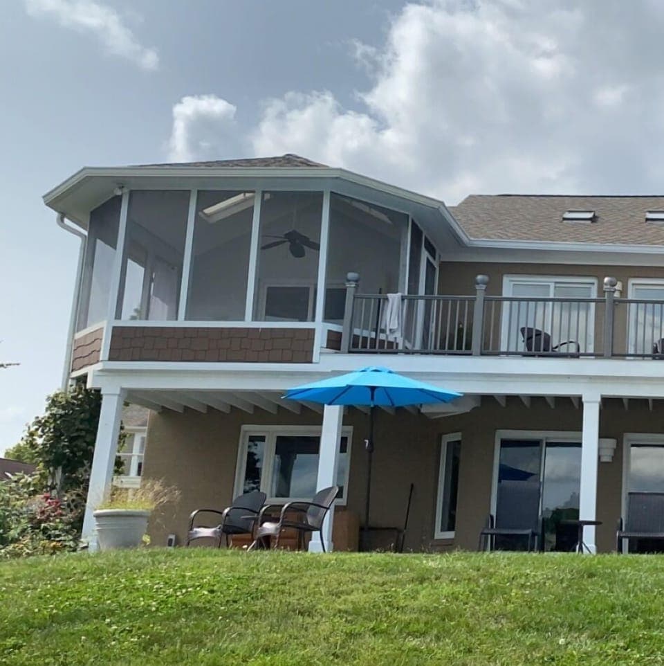 Photo from the waterfront. Porch, Deck, Patio all face the water. 