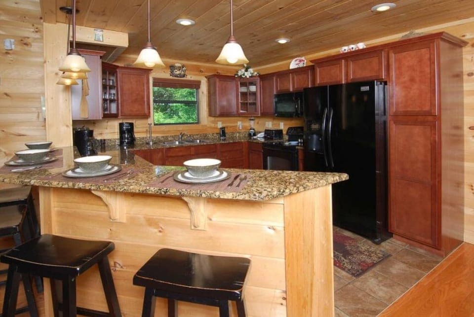 bar area & kitchen