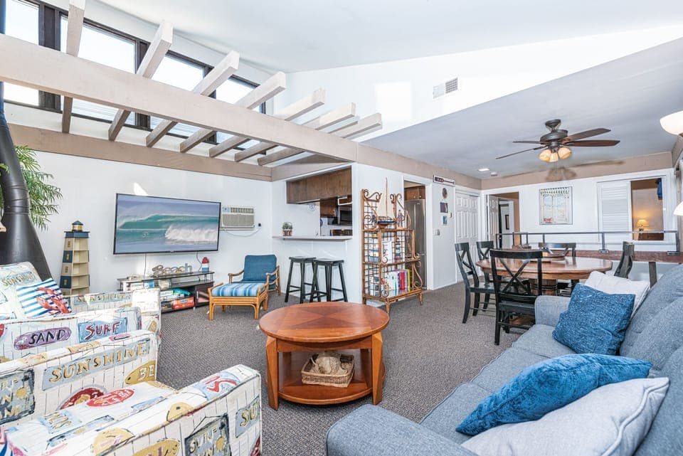 The interior's beachy decor is sure to sweep you off your feet and straight into vacation mode!
                