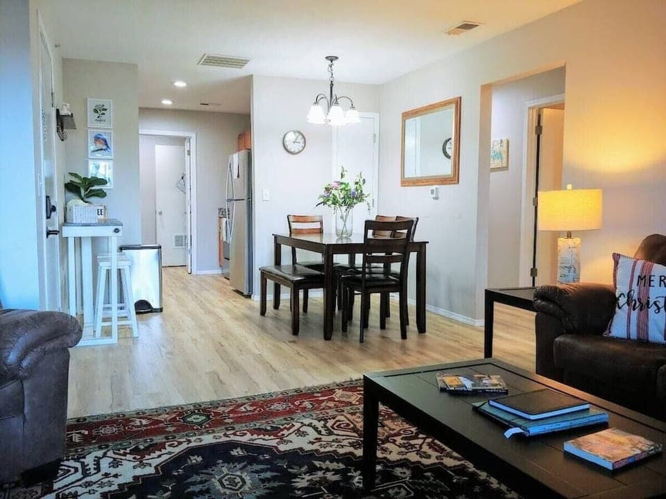 Living room is open to the dining room.