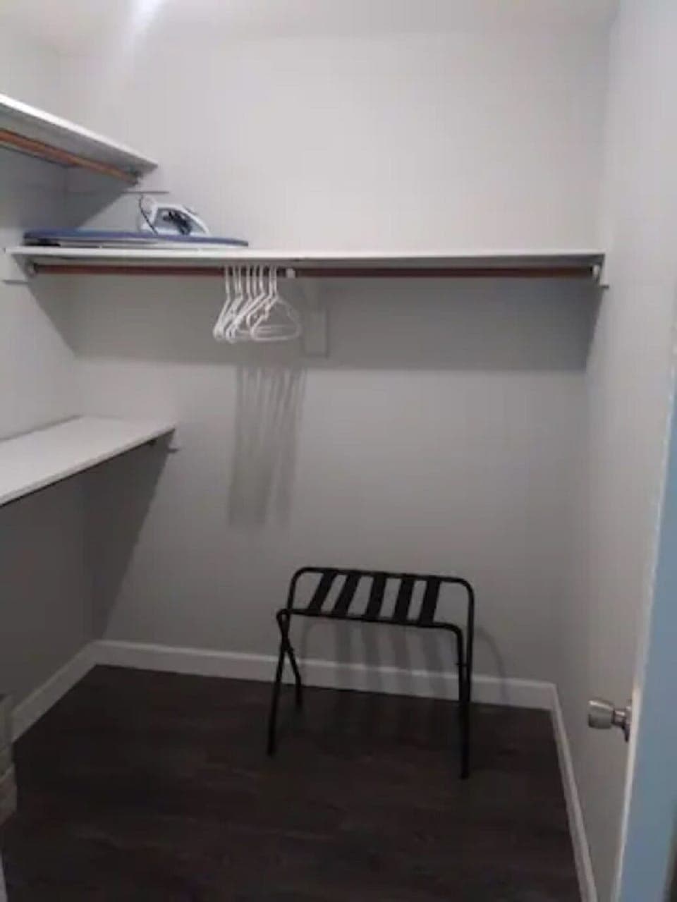 Large Walk-In Closet, Ironing Board, Luggage Rack, Beach Chairs, Pack-n-Play.