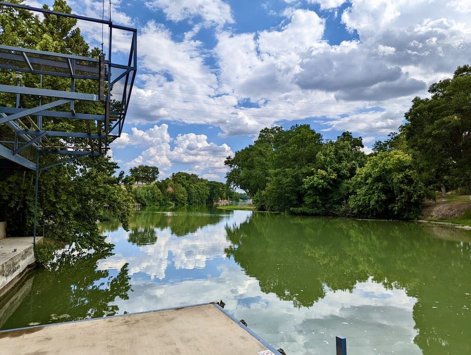 With current dam work, our water level is down ~2 ft, leaving ~6 ft water depth.