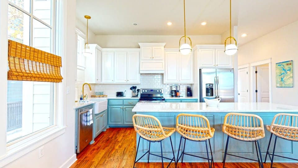 This kitchen is designed for a cook! It's stocked with handy appliances.