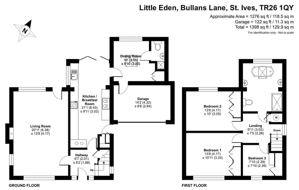 Large 3-bedroom detached house set out over a 1,276 sq. ft. area on two floors.