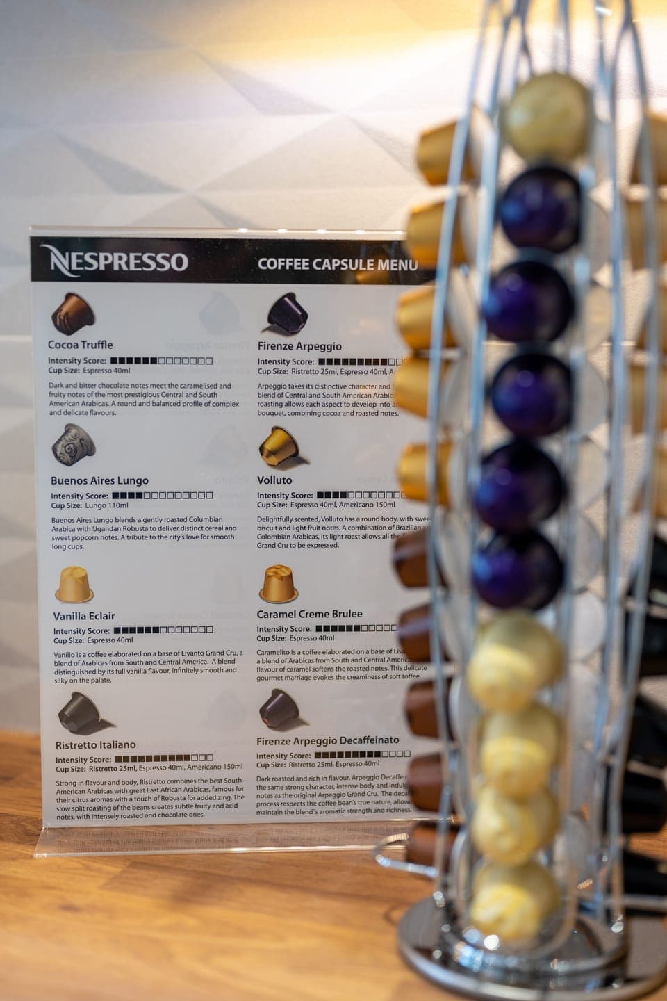 We offer a selection of 8 Nespresso coffee capsules to try