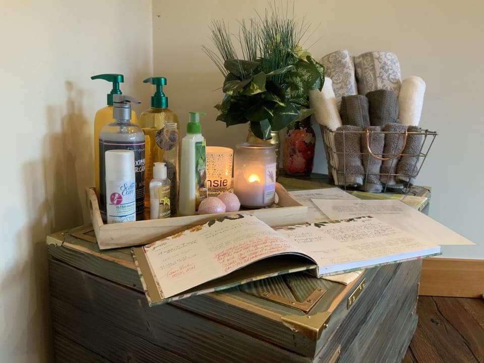 In each suite I provide high quality toiletries along with candles gifts etc