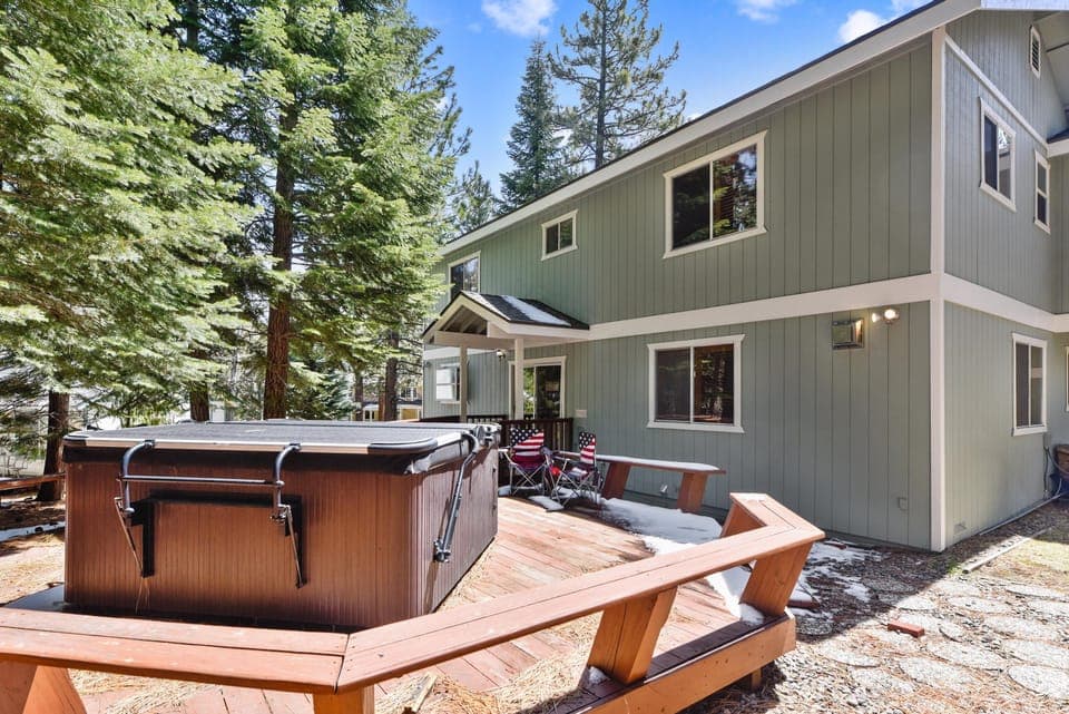 Back of property deck and hot tub!