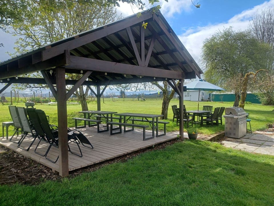 Need some shade? Relax in the pavilion and enjoy the mountain views.