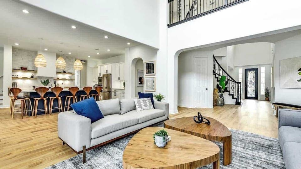 The living room opens to the kitchen which makes entertaining a breeze!