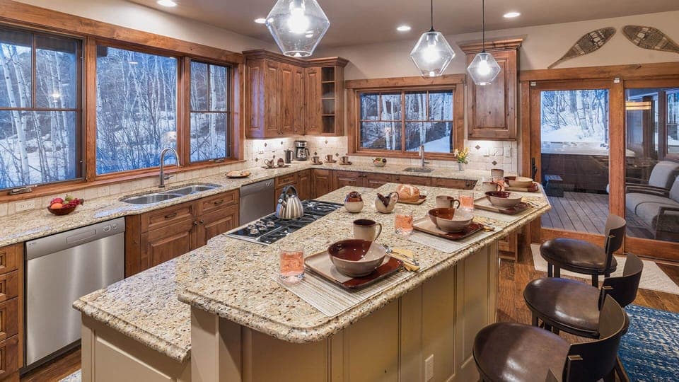 Kitchen, Main Level, Chalet Fuego - Island with bar seating