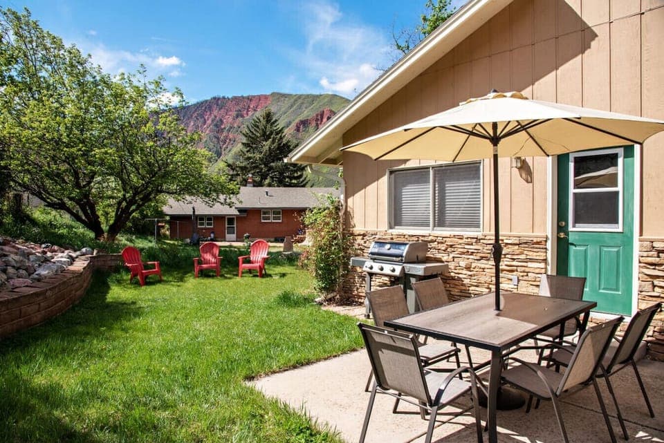 Backyard dining area