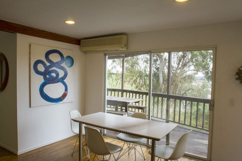 Large exterior deck and outdoor dining