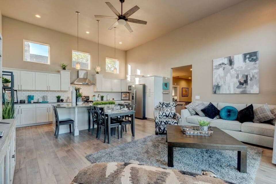 Main living area is bright and airy. Ceiling fans throughout the home.