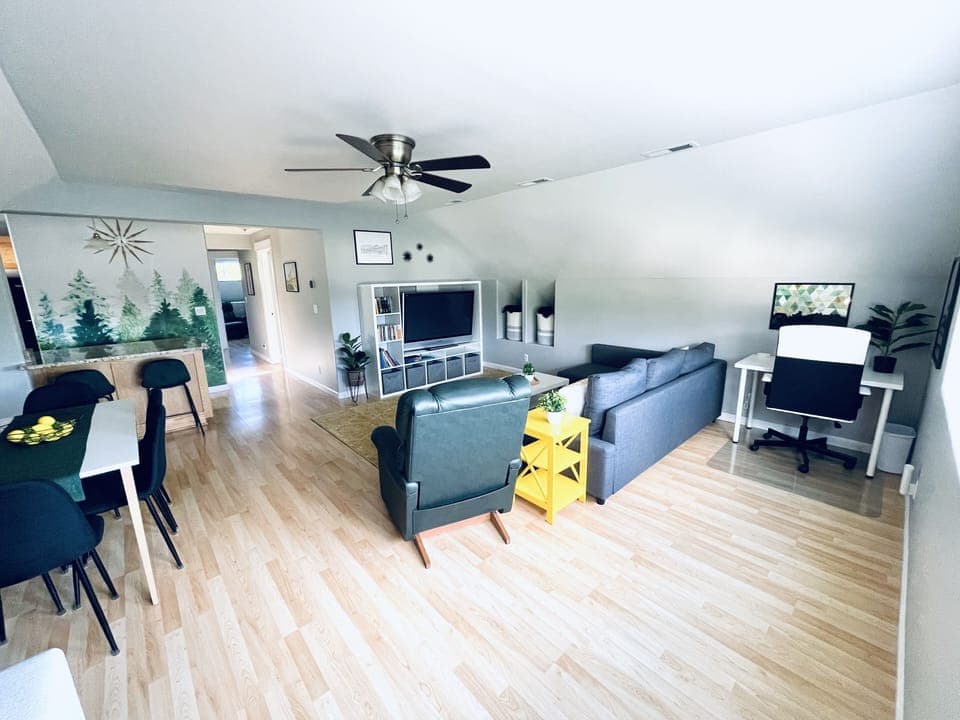 Living room and desk area