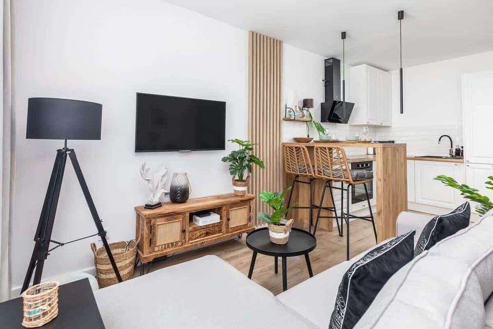 Modern TV in the apartment. 