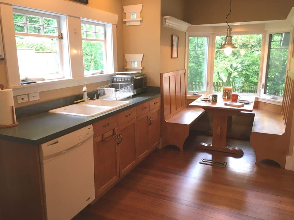 Eating nook in the kitchen is great for socializing and playing games too.