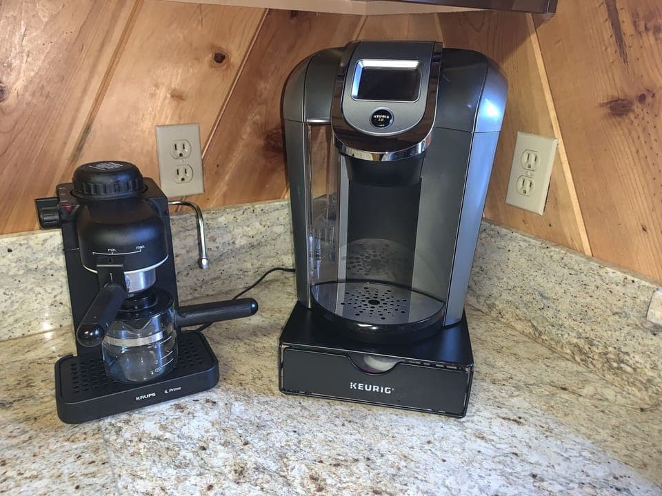 Lots of luxuries in the house.  Relaxing cup of coffee in the morning!