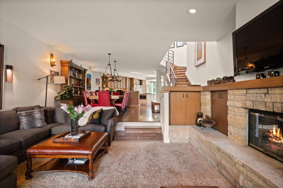 The spacious open floor plan of the main level provides plenty of room for your group to spread out but be close together.