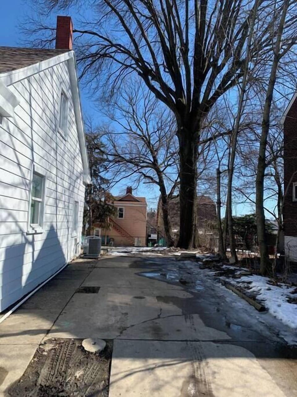 A shot of the driveway, large enough for 2 cars. 