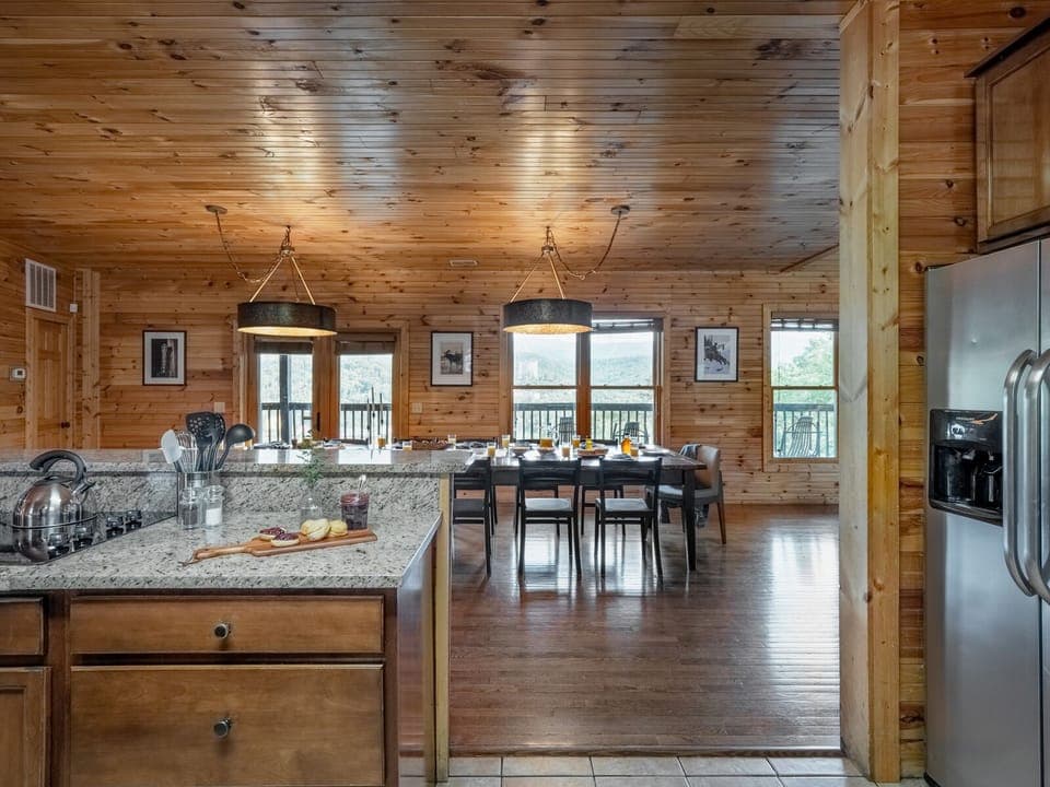 Dining and kitchen.