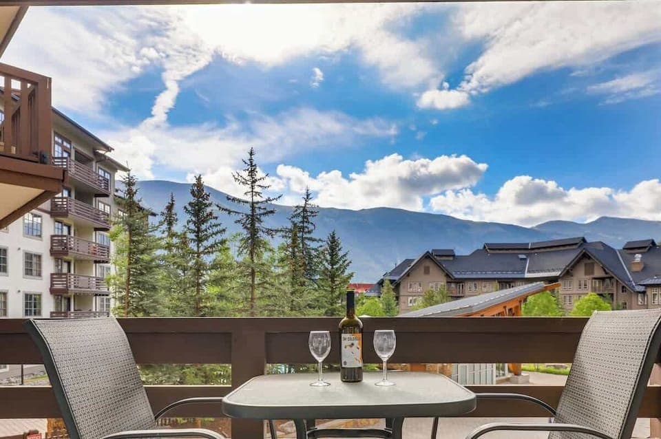 Stunning views from our private patio, overlooking the sky chutes and the ski slopes