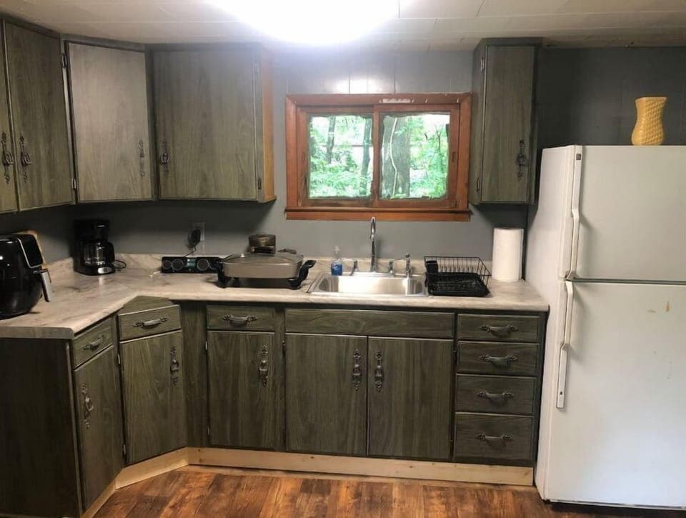 Kitchen with plenty of refrigerator and counter space to cook a full meal. 