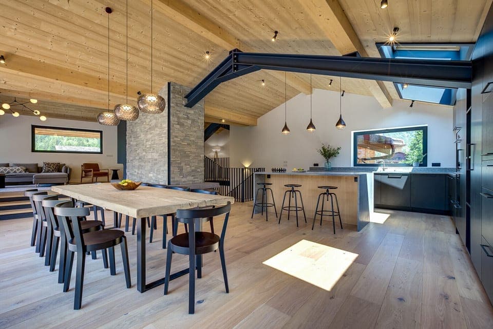 Large dining table comfortably seating 10