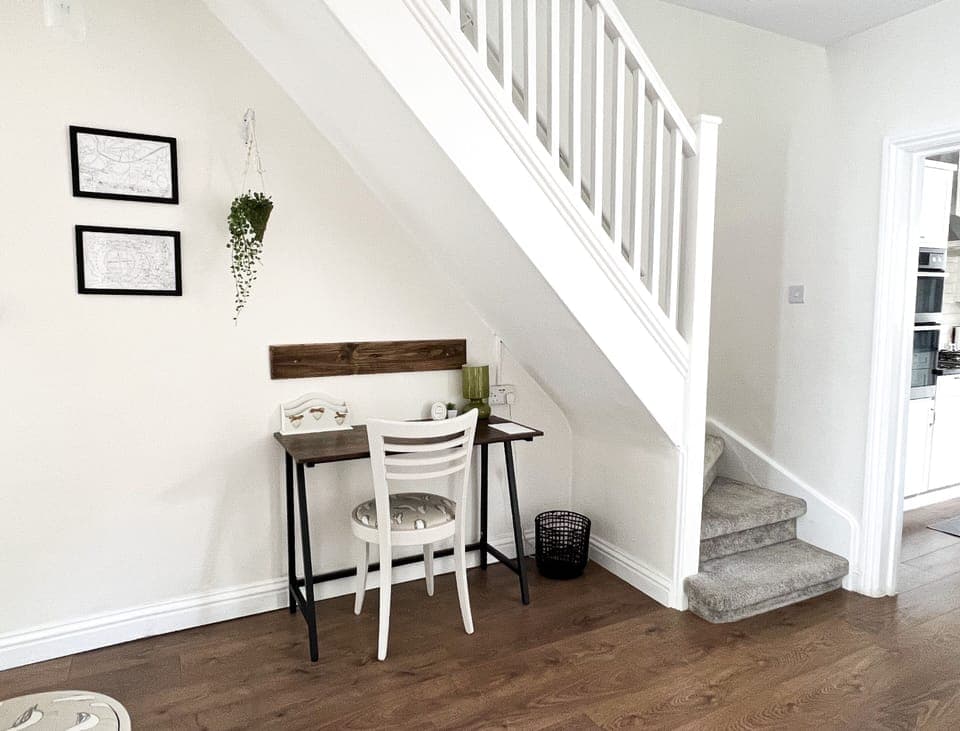 Desk and Stairs in the Dining Area.
