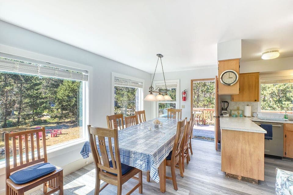 Sufficient space for a family meal with this table that seats 8