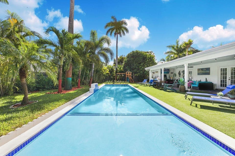 50-foot long pool perfect for labs & a sun deck to cool off