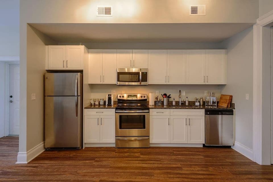 Kitchen with a complete set of cooking equipments