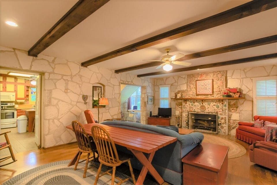 Cozy up by the fireplace in the fall or winter with a great view!