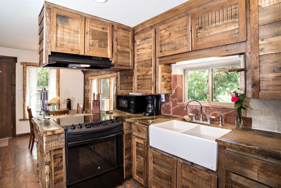 Kitchen looking into dining area