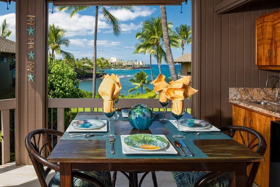 Enjoy Kona coffee and island fruit while feeling the ocean breezes. Relax on your spacious bay-front lanai with breathtaking views of He'eia Bay and the Pacific Ocean. Watch dolphins, enjoy tradewinds, and unwind for hours.