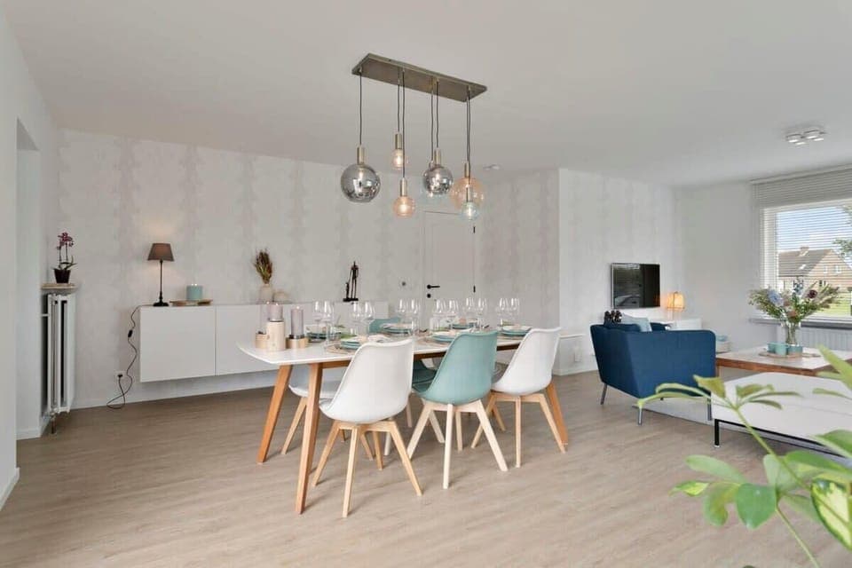 Open living room with dining area