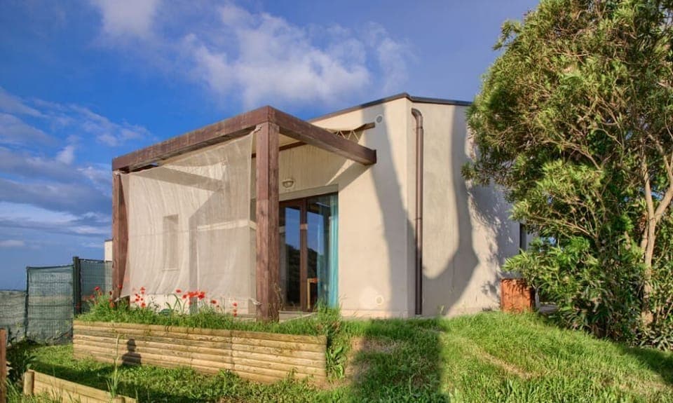 patio with view on sunset and hill