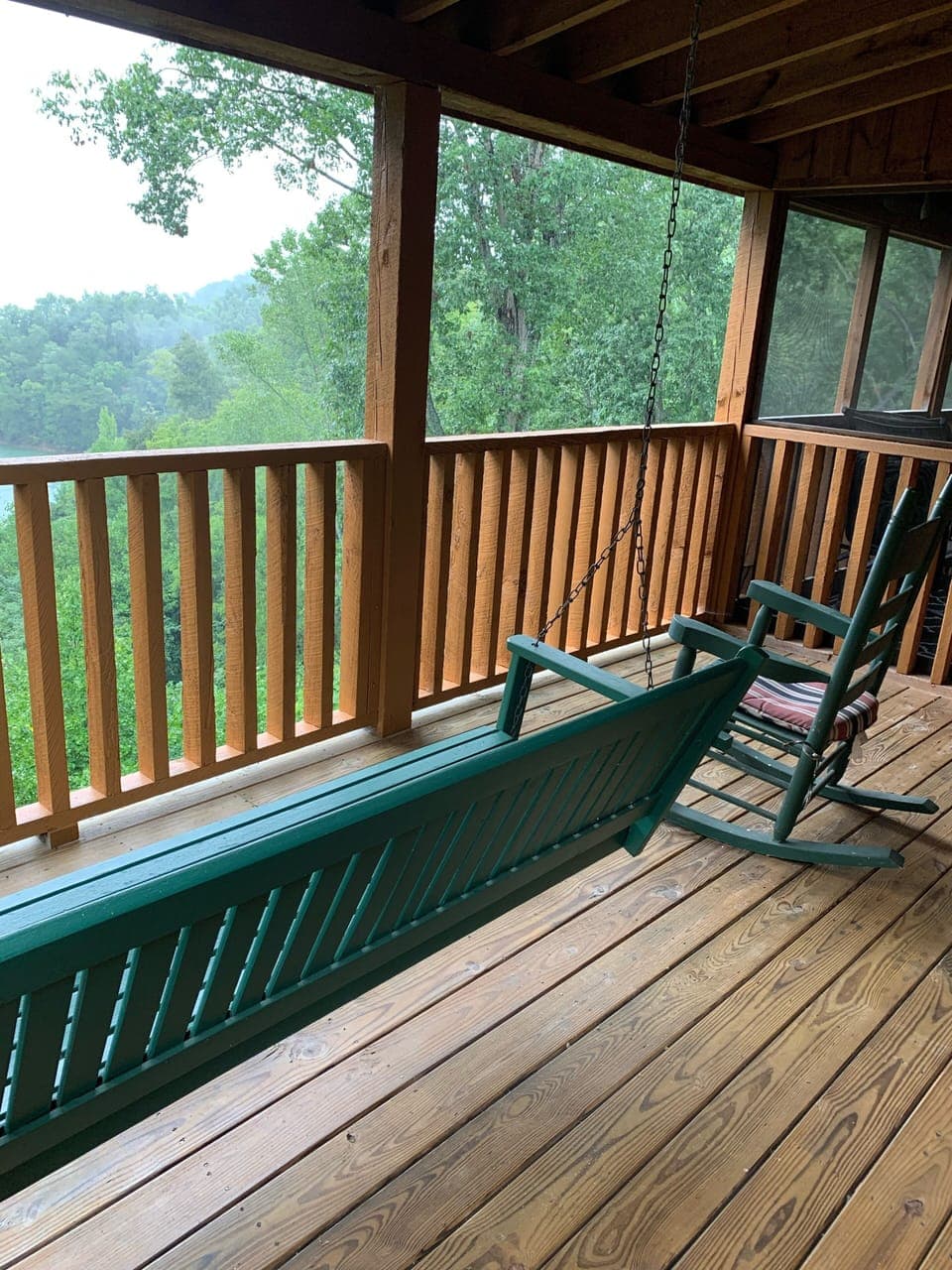 Enjoy lake views from back deck just outside master bedroom 1 on the main level