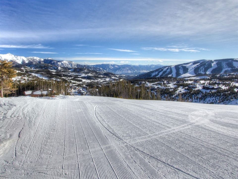 Groomed Powder River ski slope - just outside this cabin