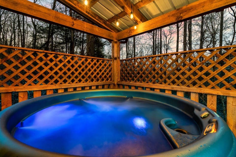Private hot tub on the covered deck, perfect after a long day