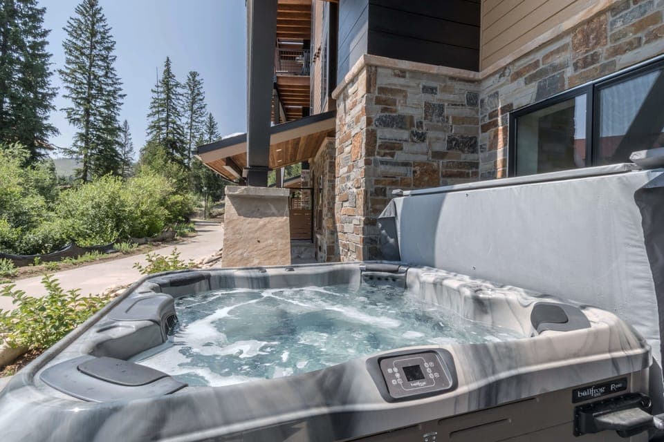 Relax in the private hot tub