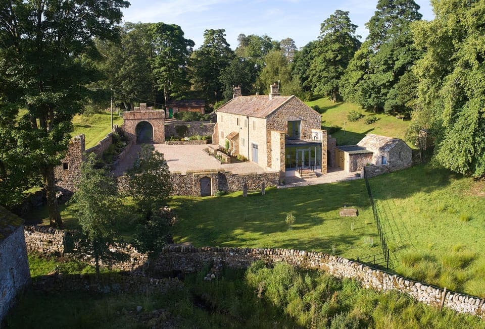 Aerial view of the large, private garden
