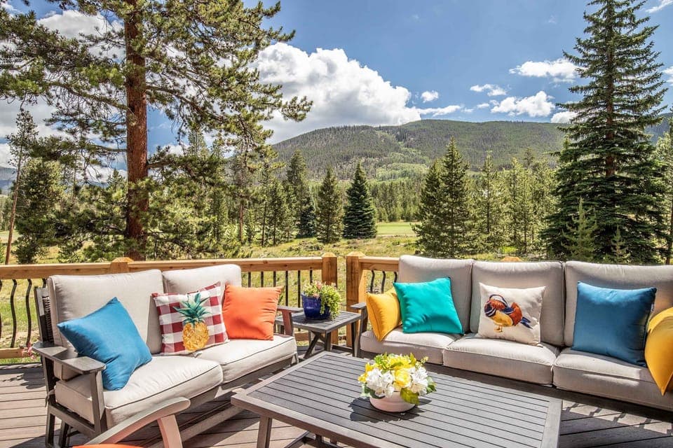 Backyard deck on golf course