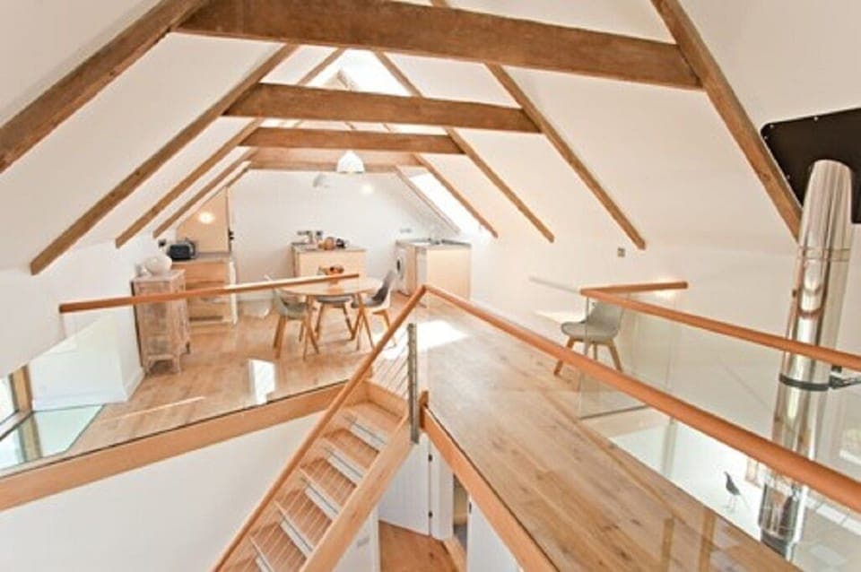 Kitchen, dining and glass walkway (upstairs)