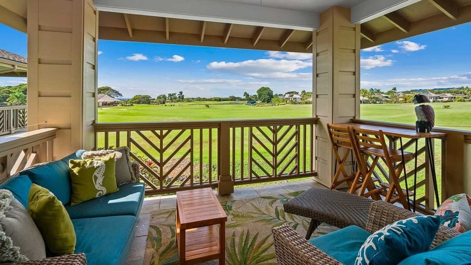 Pili Mai Resort at Poipu #10L - Covered Seating & Dining Lanai - Parrish Kauai