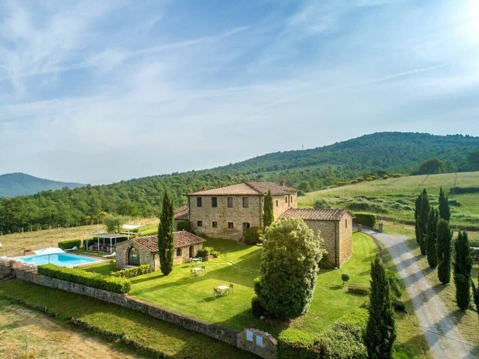 Aerial view of this Tuscany villa